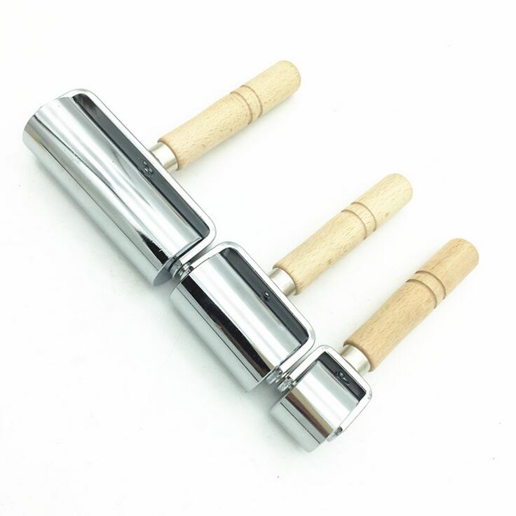 1 Pcs DIY Leather Tools Wood Stainless Steel Flat Pressure Roller Leather Blank Holder Device Hand Push Roller Hand Push Roller