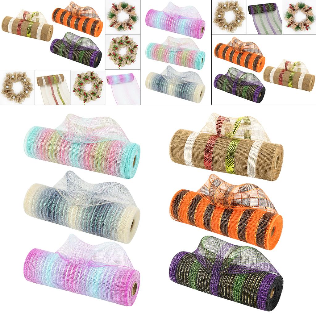 Cinta de malla decorativa de 3 colores, Rollo metálico de 10 pulgadas x 30 pies, para coronas, decoración