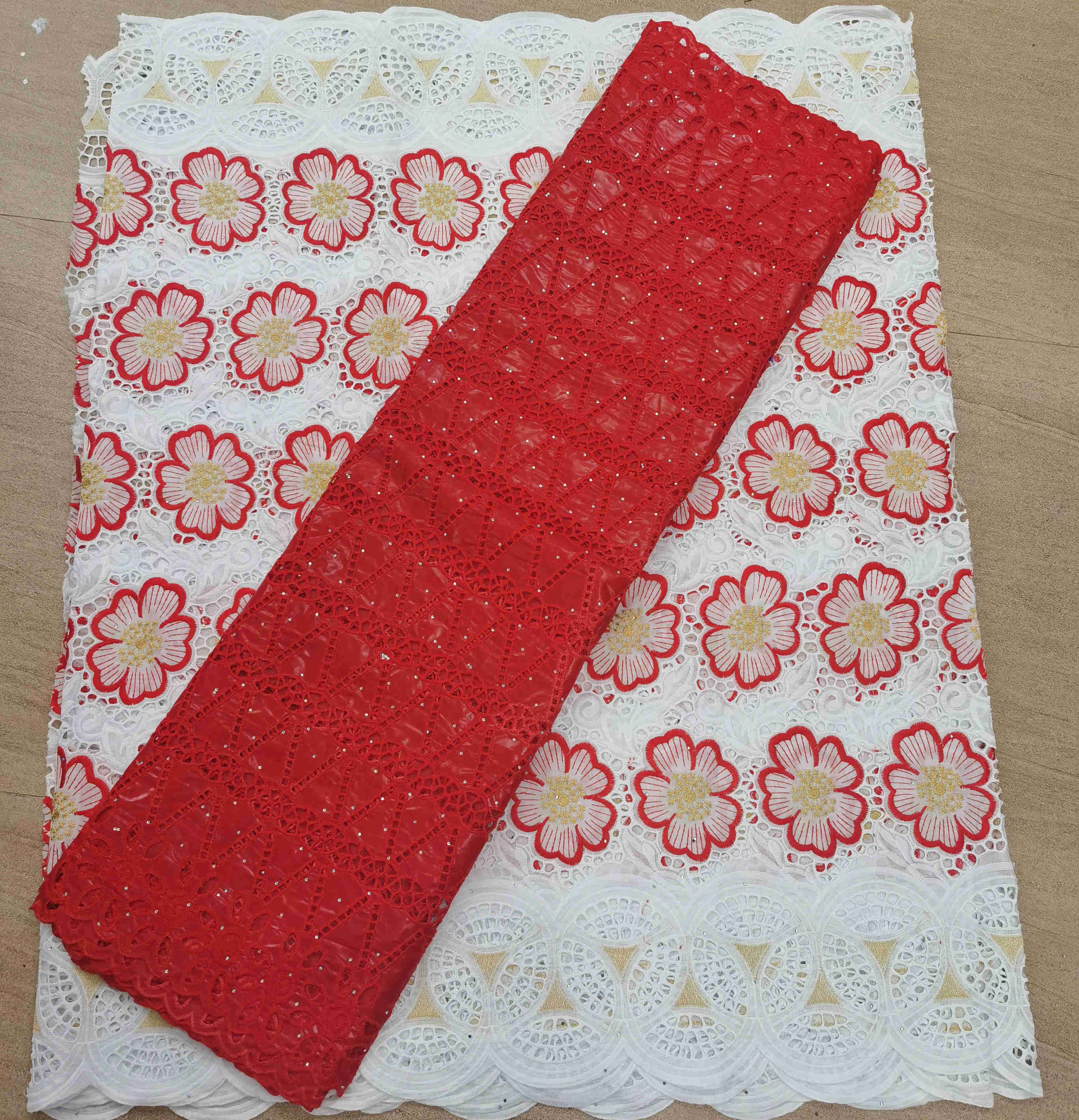 2.5 y tissus en dentelle suisse,  +2.5 y bazin brode riche broderie africaine, 100%  tissus en coton, voile suisse en dentelle populaire de style dubaï: 13
