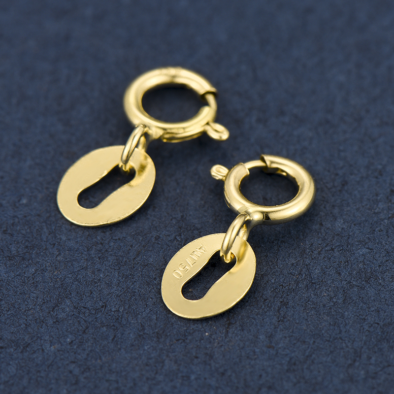 DIY Necklace Bracelets Chains Connector Lock Fine Jewelry Accessories Findings 18k Gold Spring Clasp With Au750 Stamp Ring