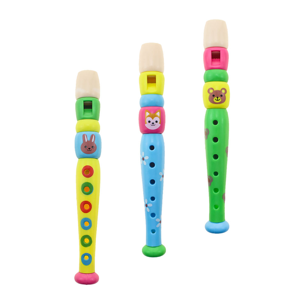 Flauta educativa de dibujos animados para niños, 3 piezas, patrón aleatorio