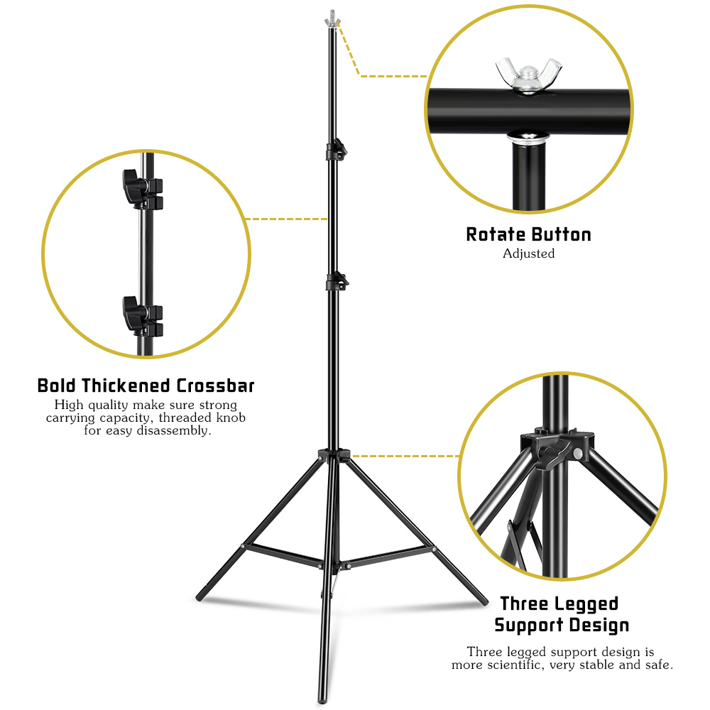 SH T-shaped Stand Backdrop Frame Aluminum Photography Photo Studio Green Background Support System for Video Chroma Key Screen