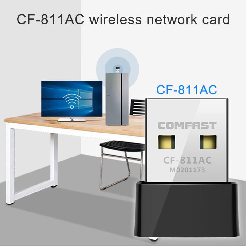 Comfast cf -811ac 650 mbps wifi usb adapter 2.4+5.8 ghz 1/2/5.5/11 mbps 6/9/12/18/24/36/48/54 mbps 200 433 mbps pc netwerkkaart dongle