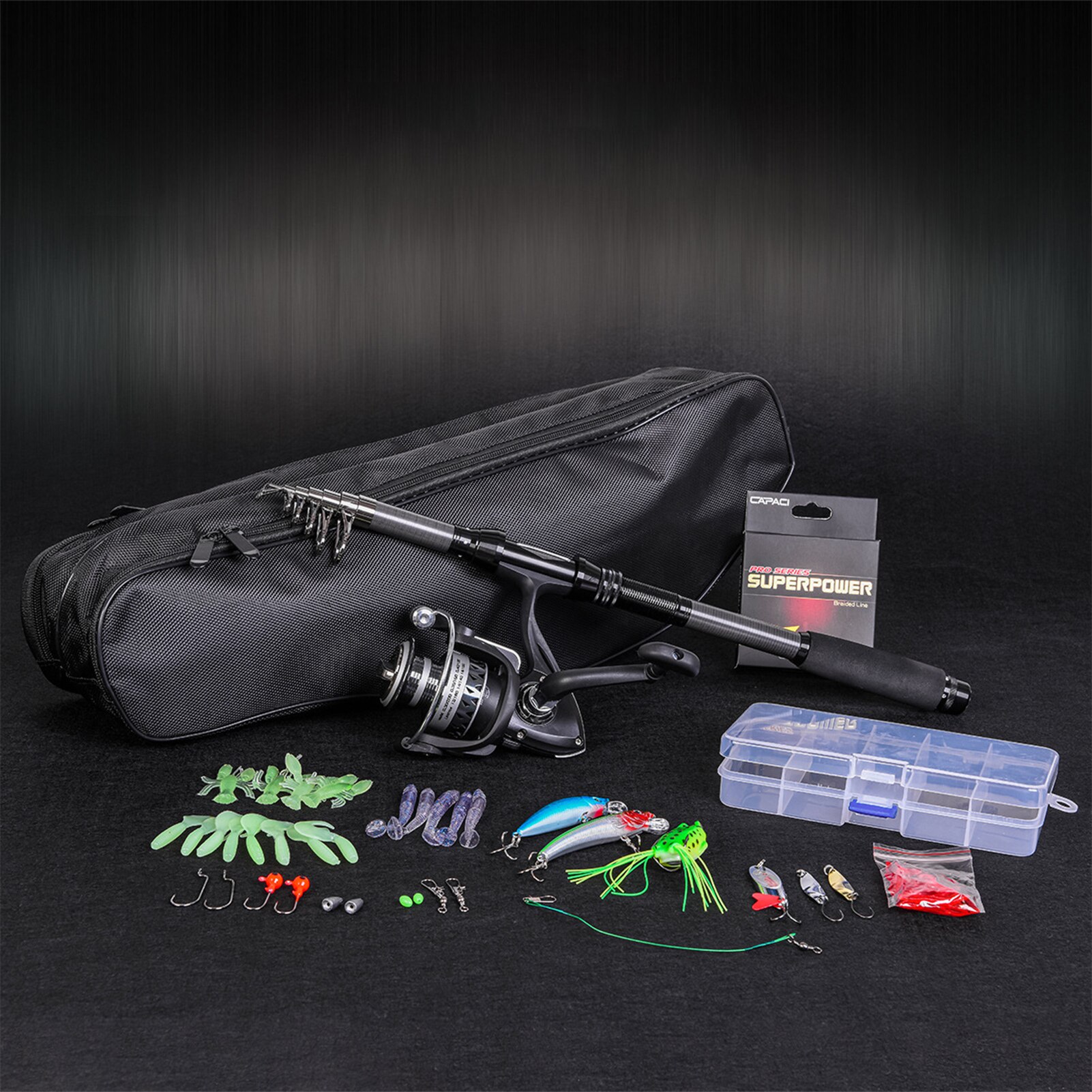 Portable Fishing Rod and Reel Combos Carbon Fiber Telescopic Fishing Rod Reel Set with Lures Jig Hooks Swivels Accessories