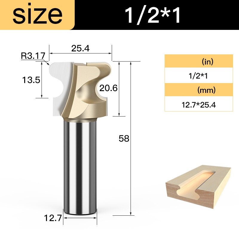 Tideway Grade Arc Nail Drawer Pull Router Bit Door Handle Slotting Milling Cutter Woodworking Grooving CNC Bits: R00404