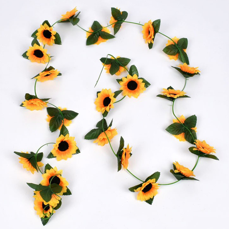 2,3 m simulierte Sonnenblumen-Dekoration, künstliche Rebe, gelbe gefälschte Seidenblume, Rebe plus Orchideenbaum, Hochzeit, Party, Hochzeitsdekoration: Default Title
