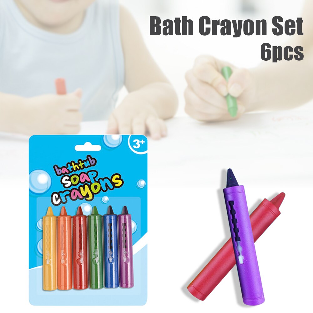 6 stk vaskbar badetid farveblyant sæt tegning vægmaleri let ren sjov leg sikkerhed børn legetøj plast justerbar længde