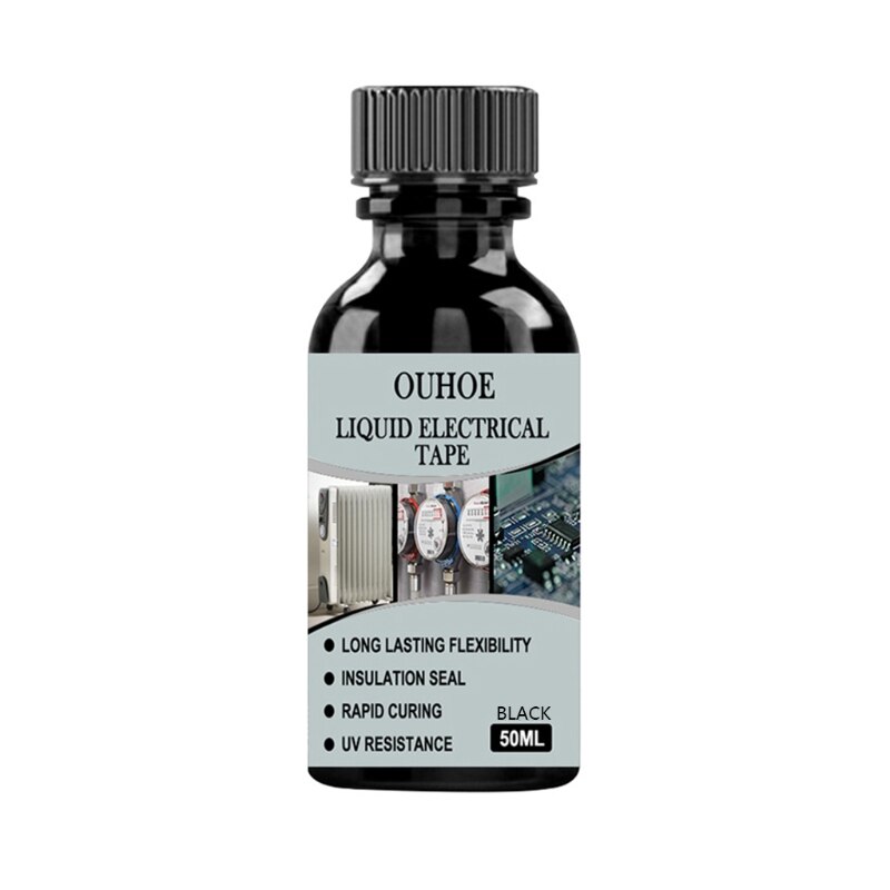 Sellador adhesivo líquido de silicona, pegamento de goma multiusos, sin manchas, para azulejos de plástico y Metal, 50ml: Black