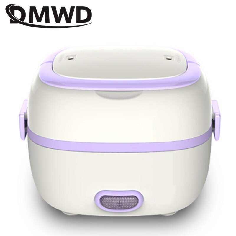 DMWD Electric rice cooker mini lunch box portable meal heating steamer Thermostat Food Warmer Container Stainless Steel liner US