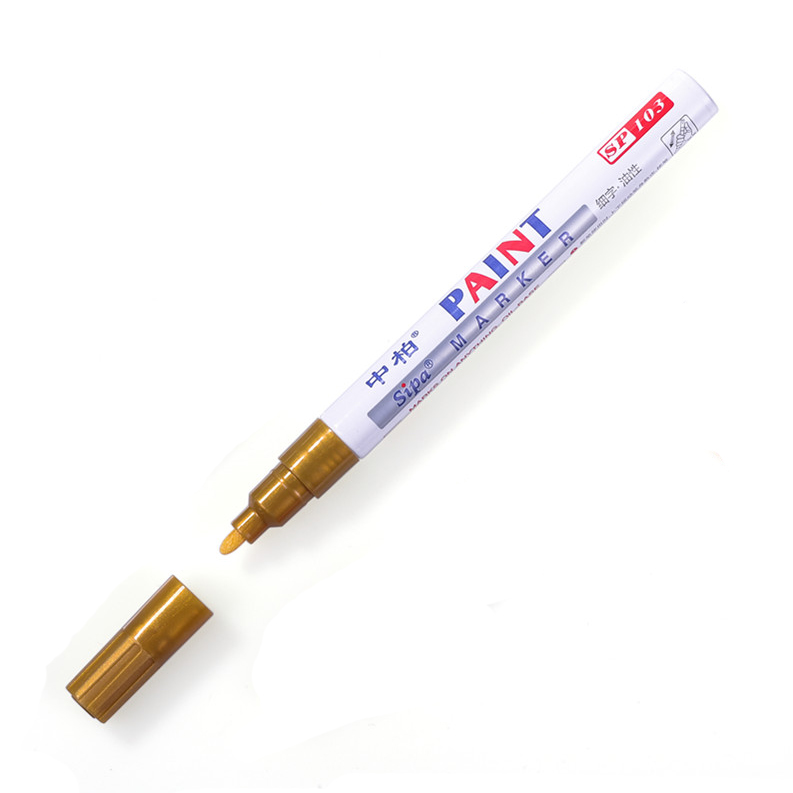 Rotuladores permanentes impermeables a base de aceite de 8 colores para pintura de cerámica, neumáticos de coche, Metal, de paquete, decoración de , vidrio: Gold
