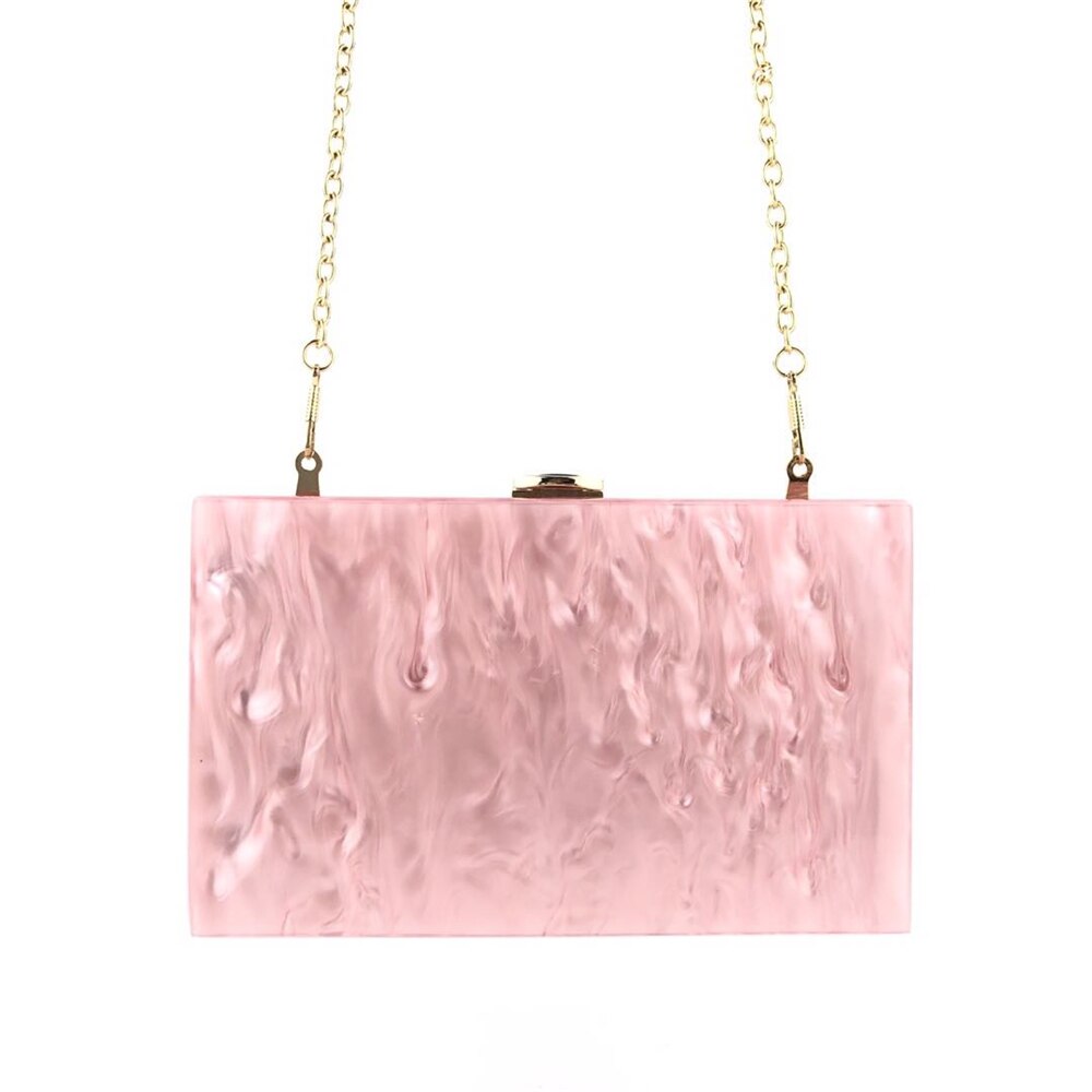 Borsa a tracolla causale borsa da sera in acrilico rosa solido da donna borsa a pochette per ragazze carine borse eleganti da donna borse Prom da sposa