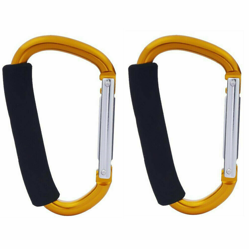 2PCS Baby Kinderwagen Kinderwagen Clip Haken Große Buggy Clips Kinderwagen Karabiner Windel Aufhänger für die Durchführung Einkaufstasche: Gelb