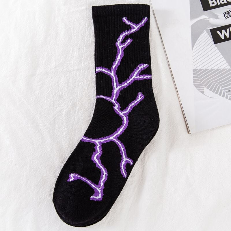 Women Socks Harajuku Blitz Hip-hop Cotton Novelty Socks Couple Streetwear Black White Blue Japanese: 5