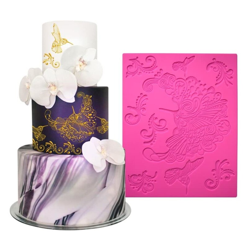 Hummingbird Silicone Cake Mold for Decorating Fondant Cake Lace Mats, Chocolate, Gumpastes Mold, Kitchen Gadgets