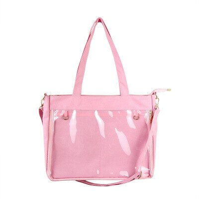 Ita Bag Japan Style Transparent Jelly Bags For Women Lolita Girls Clear PVC Ita Bag Shoulder Itabag Handbag Large Capacity: Pink