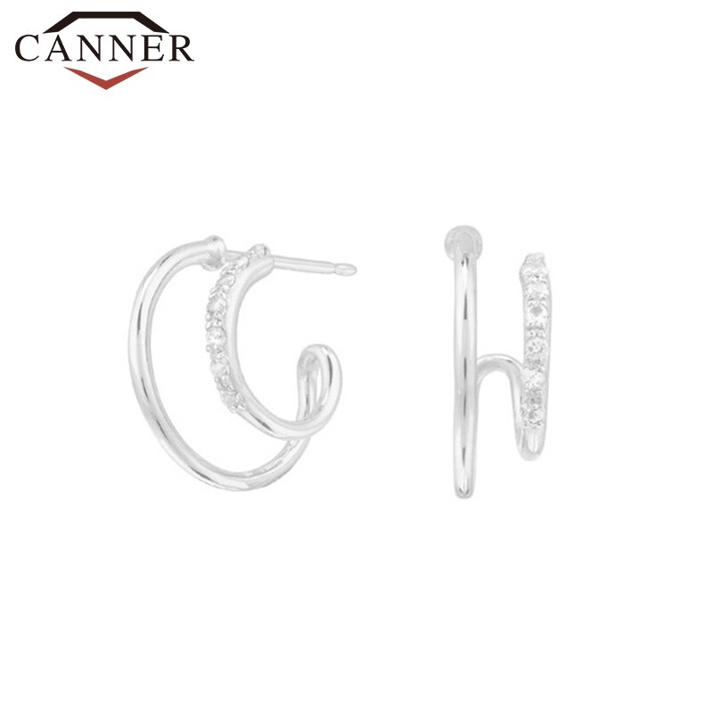 -Trend INS Einfache Persönlichkeit CZ Zirkon Geometrische Ohrringe für Frauen 925 Sterling Silber Stud Ohrringe Modeschmuck: style 1 silver