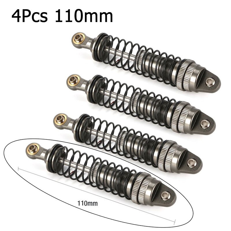 RC Shock Absorbers - 100mm/110mm - Metal - 2Pcs/4Pcs Set - for 1/10 1/12 RC Cars: 4Pcs 110mm Gun metal