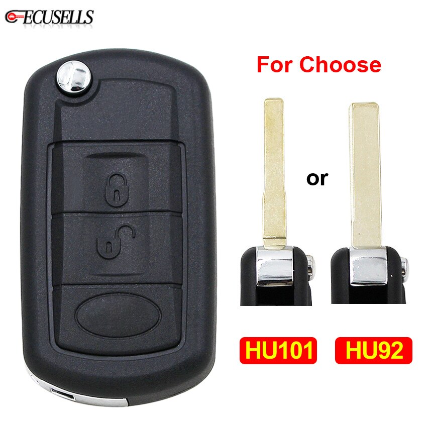 Funda de control remoto plegable de 3 botones carcasa para Land Rover Range Rover Sport LR3 Discovery 3 HU101 o HU92 hoja sin cortar