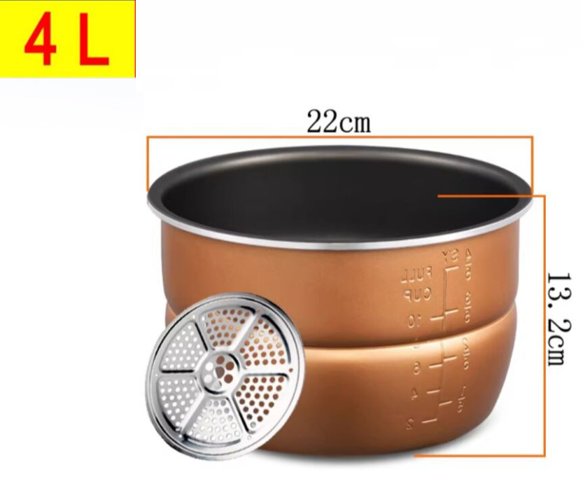 Rivestimento per fornello ad alta pressione universale addensato doppio spray cuociriso ciotola interna 2L/3L/4L/5L/6L litro rivestimento antiaderente per pentole: marrone