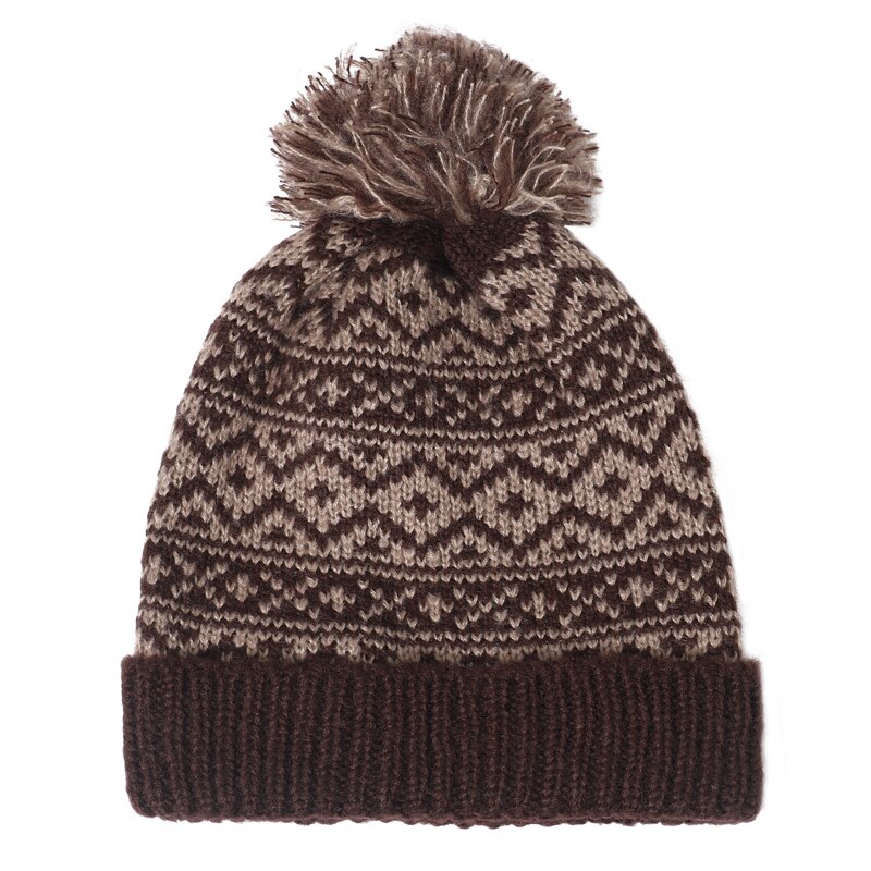 Damska czapka z dzianiny pomponowej, czapka zimowa, puszysta czapka z daszkiem na zewnątrz, naturalna bawełna z pomponem, czapka damska, wygodna elastyczna konstrukcja: kawa