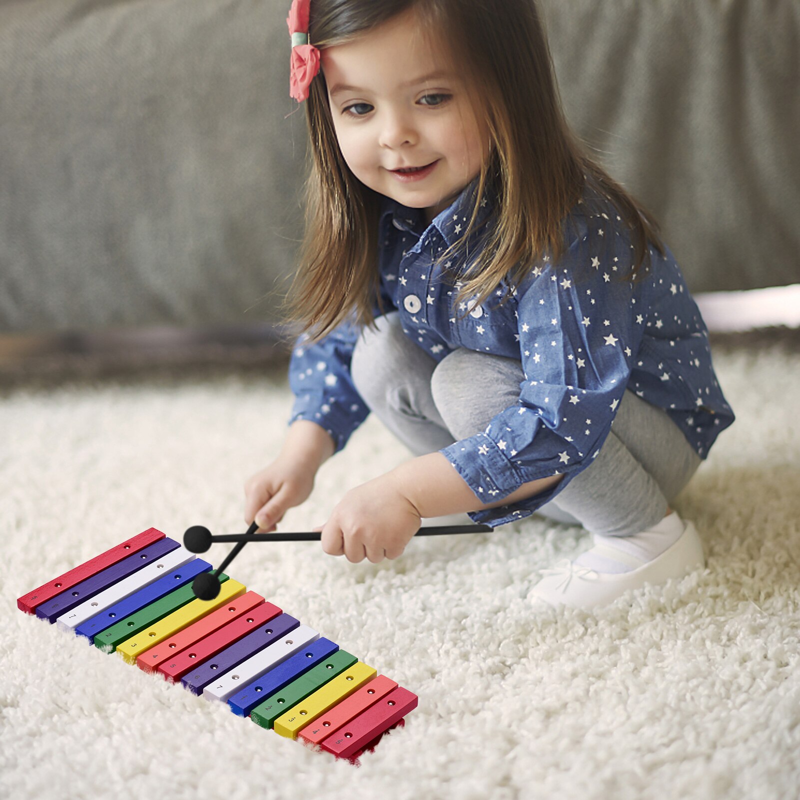 ammoon 15 Keys Xylophone Colorful Musical Percussion Instrument Early Education Instrument for Music Sense Development