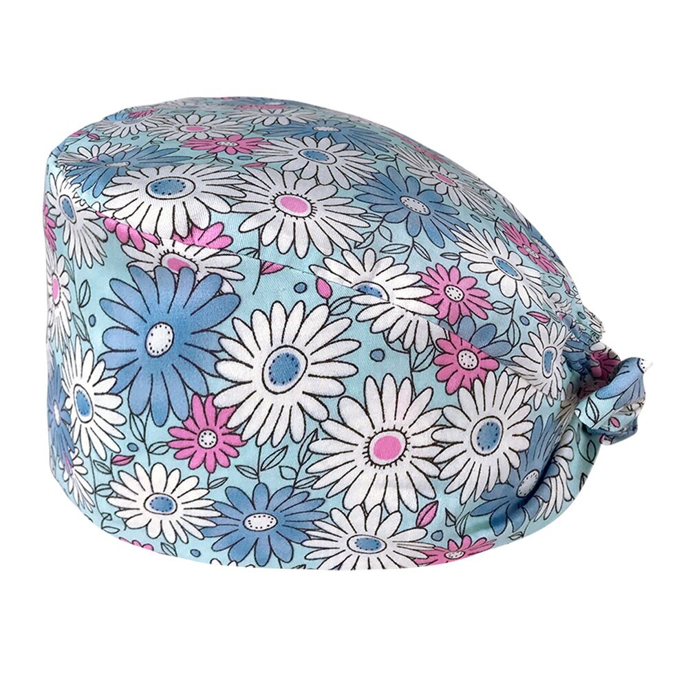 Unisex cotton and linen cartoon cute printing nursing hat lab spa pet shop working cap breathable nurse head caps: 12161