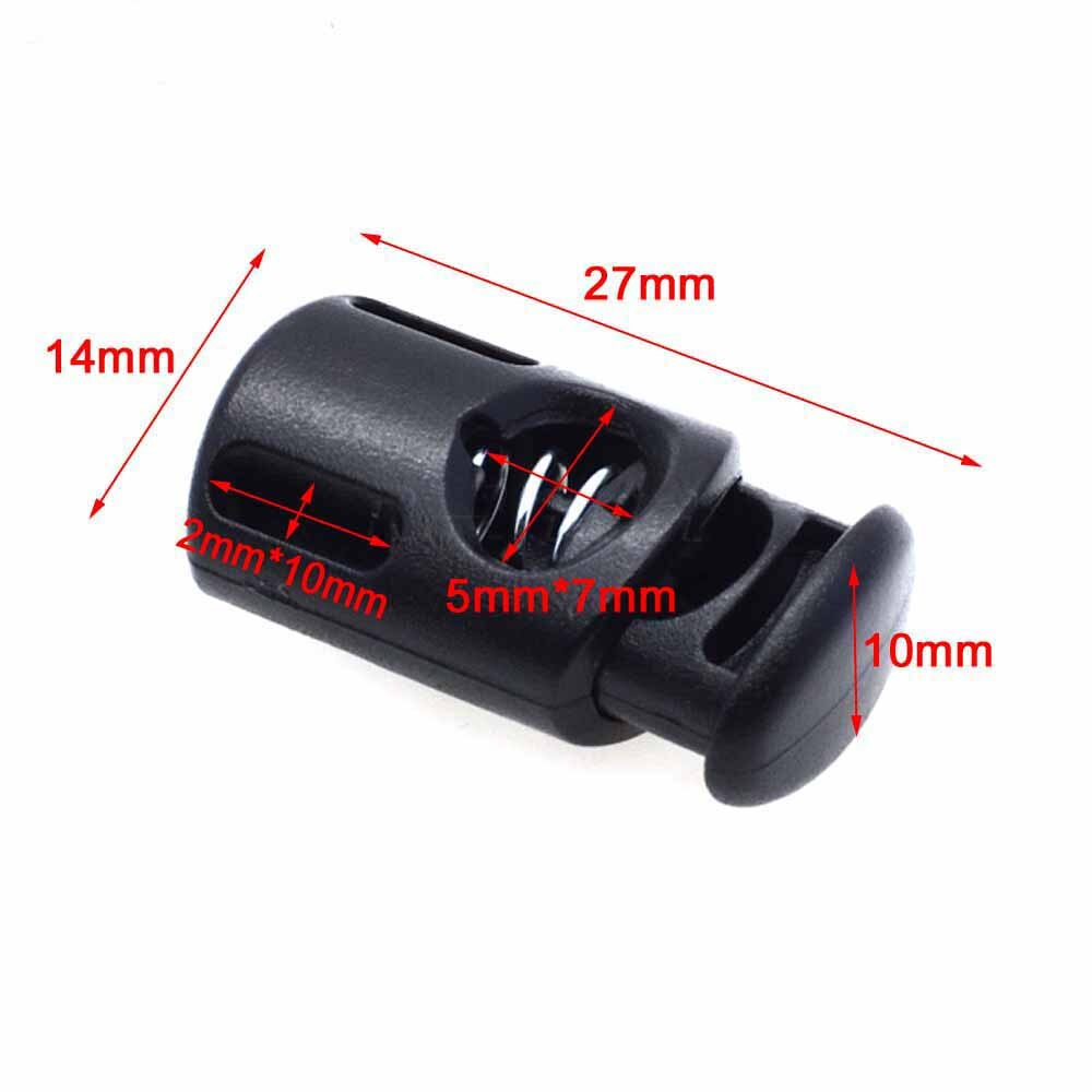 10pcs Plastic Cord Locks Toggle Clip Stopper Cord Buckle Widely Used For Clothing/Backback/ Paracord Black