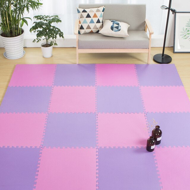 16 Pcs 30*30 Cm Baby Eva Foam Puzzel Speelkleed/Kids Tapijten Speelgoed Tapijt Voor Kinderen Baby oefening Vloertegels: pink and purple