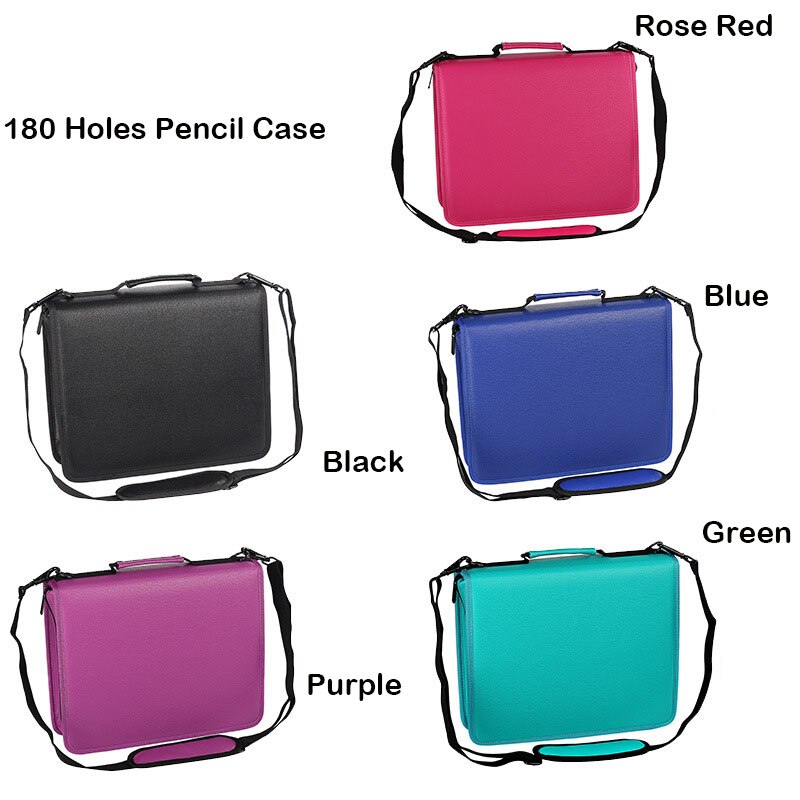 5 cores de couro do plutônio escola lápis caso 180 buraco grande pencilcase para lápis coloridos espiral portátil caneta caixa papelaria bolsa presente