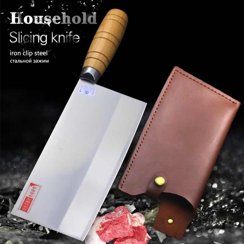 Kitchen stainless steel round handle Mulberry knife large white Wolf dragon slicer chef commercial slicing knife with scabbard