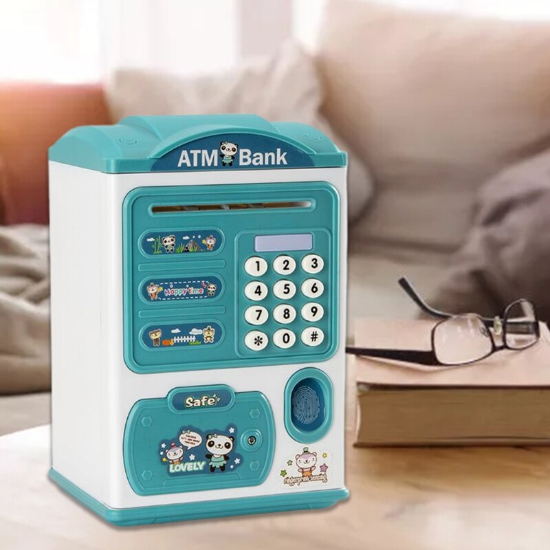 parola d'ordine salvadanaio accorto cartone animato bambini creativi musica carina luce impronta digitale sblocca rotolo automatico salvadanaio a