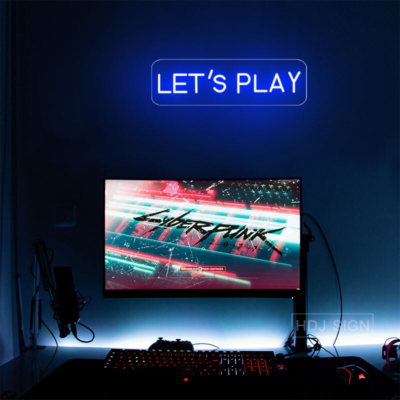 ZPL – panneaux de jeu au néon pour décoration murale, panneau lumineux LED pour chambre à coucher, Bar, Club, fenêtre, salle de jeux, fête d&#39;anniversaire, pour garçons: blue