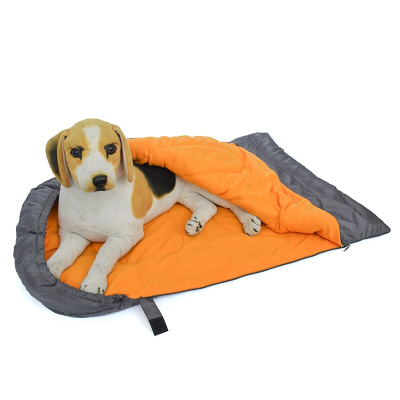 Saco de dormir para perros pequeños y grandes, estera de cama para acampar al aire libre, manta suave, cojín de tejido polar, colchón con bolsa de almacenamiento: Orange
