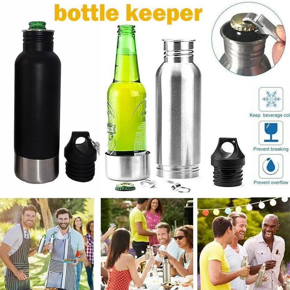 304 Stainless Steel Beer Bottle Holder Cold Insulation Portable Cover Protector Metal Glass Bottle Bottle with Opener I4Z7