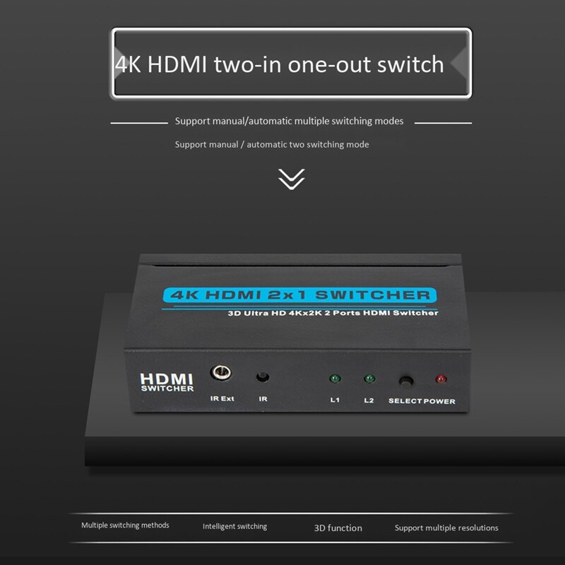 HDMI 2X1 Two in One Out 4K Switch Supports Distance of More Than 15 M
