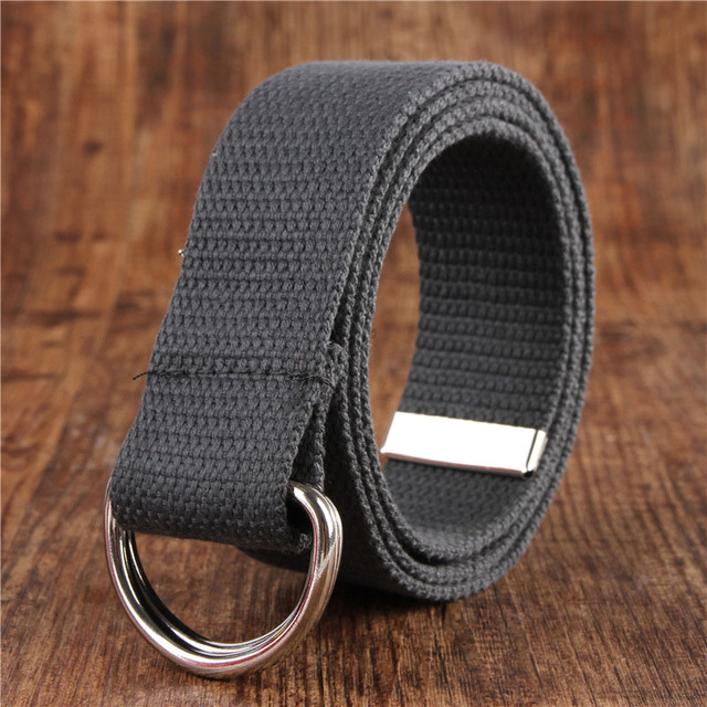 Beste Ybt Unisex Riem Canvas Legering Dubbele Ring Gesp Riem Verstelbare Outdoor Casual Multicolor Vrouwen En Mannen Riem: N Dark gray