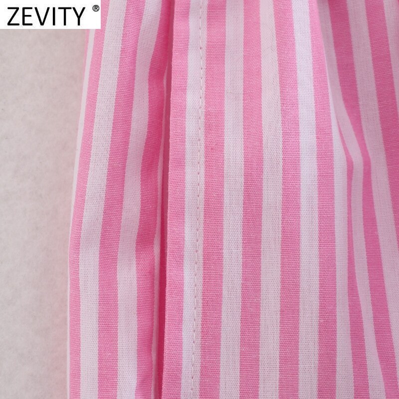 Zevity vrouwen mode patchwork gestreepte print casual bermuda shorts dames chique elastische taille zomer pantalone cortos p1086
