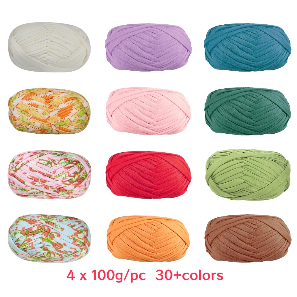 Cinta de ganchillo para tejer a mano, tira de tela gruesa, hilo artesanal, línea de cesta de zapatilla, estera DIY, 4 piezas, 100 g/Pc