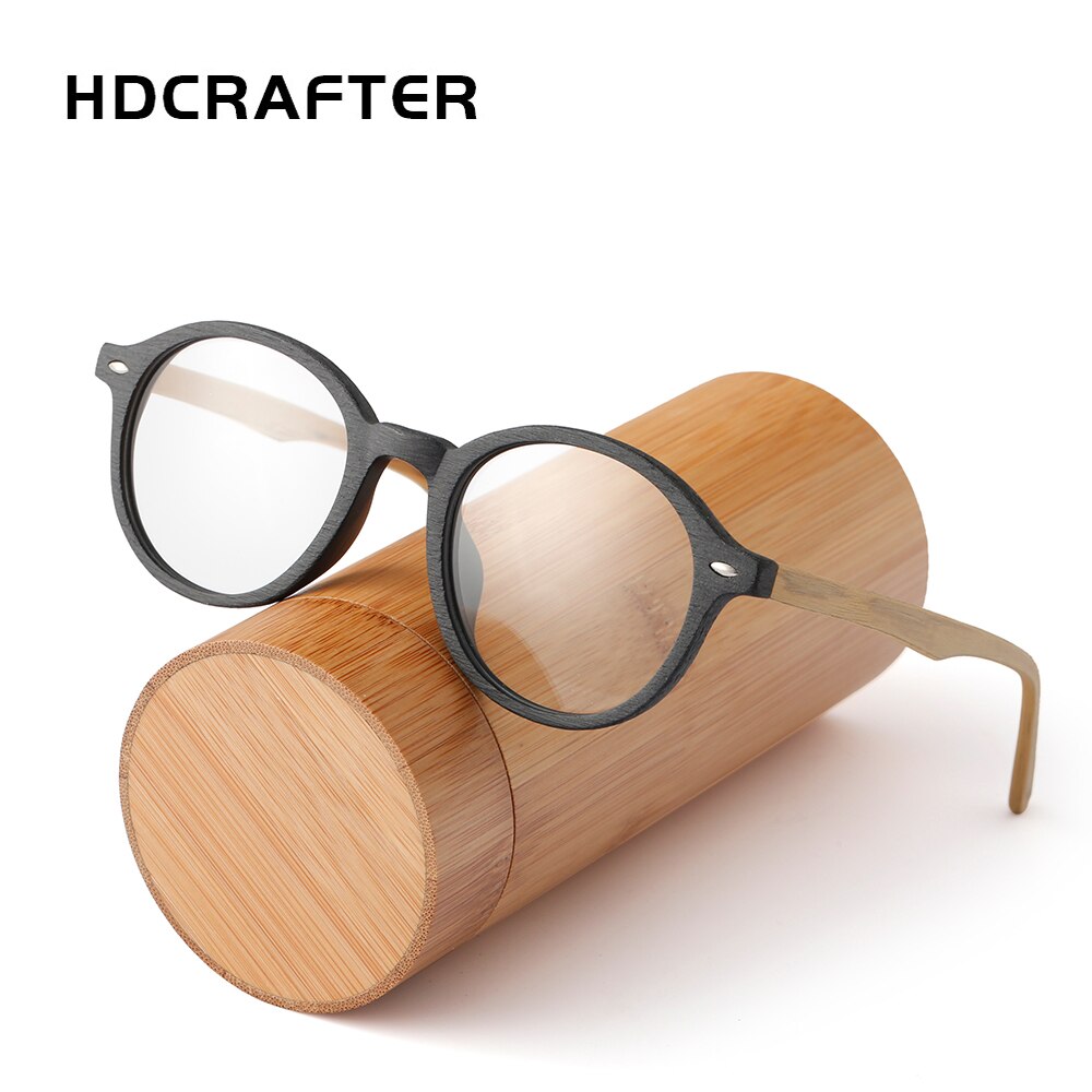Retro runde træ briller ramme mænd kvinder optiske nærsynethed briller recept briller med klare linser briller rammer