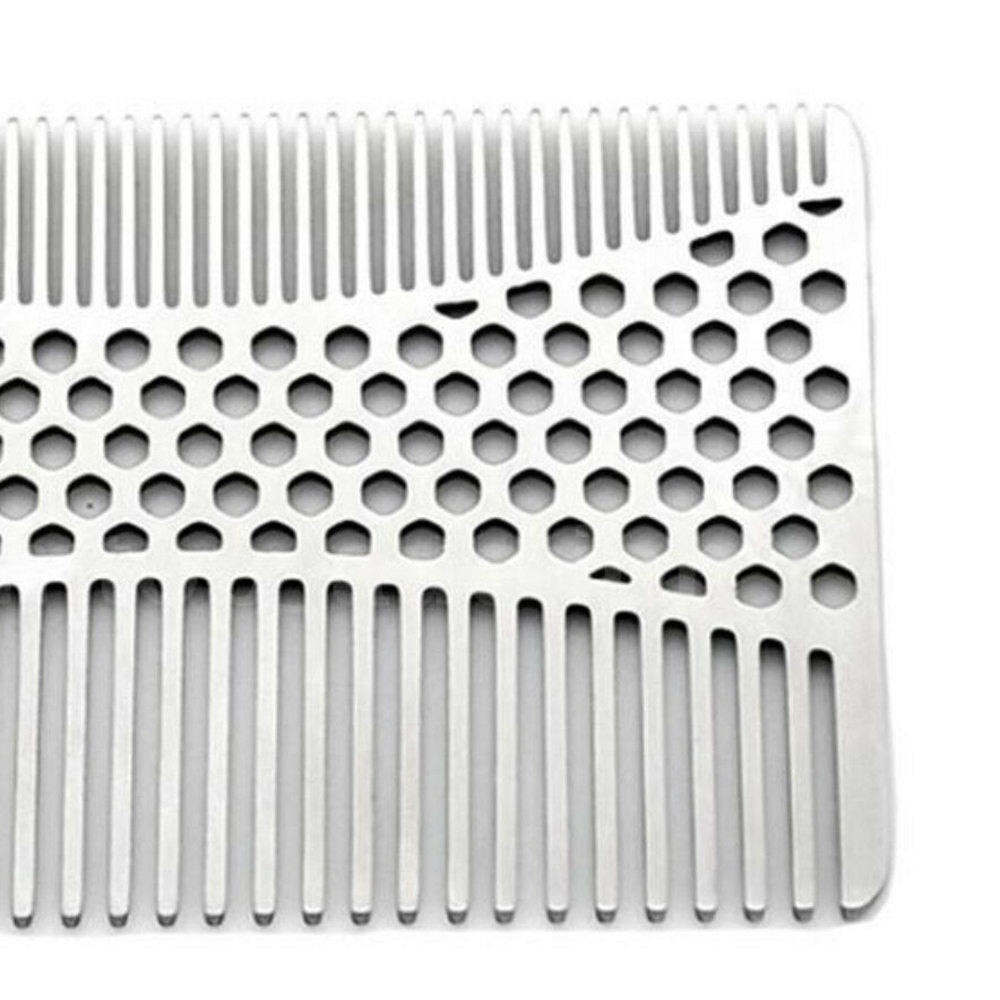 Stainless Steel Beard Comb Anti-static Mustache Brush Credit Card Size Comb Wallet Combs Hair Care Styling Tool