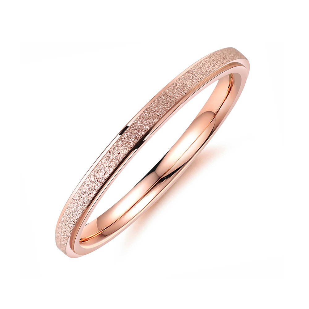 Zoomango anel em aço de titânio fosco, joias femininas, anel de casamento e noivado, vintage 2mm, anexo zr19158: 7 / Rose Gold