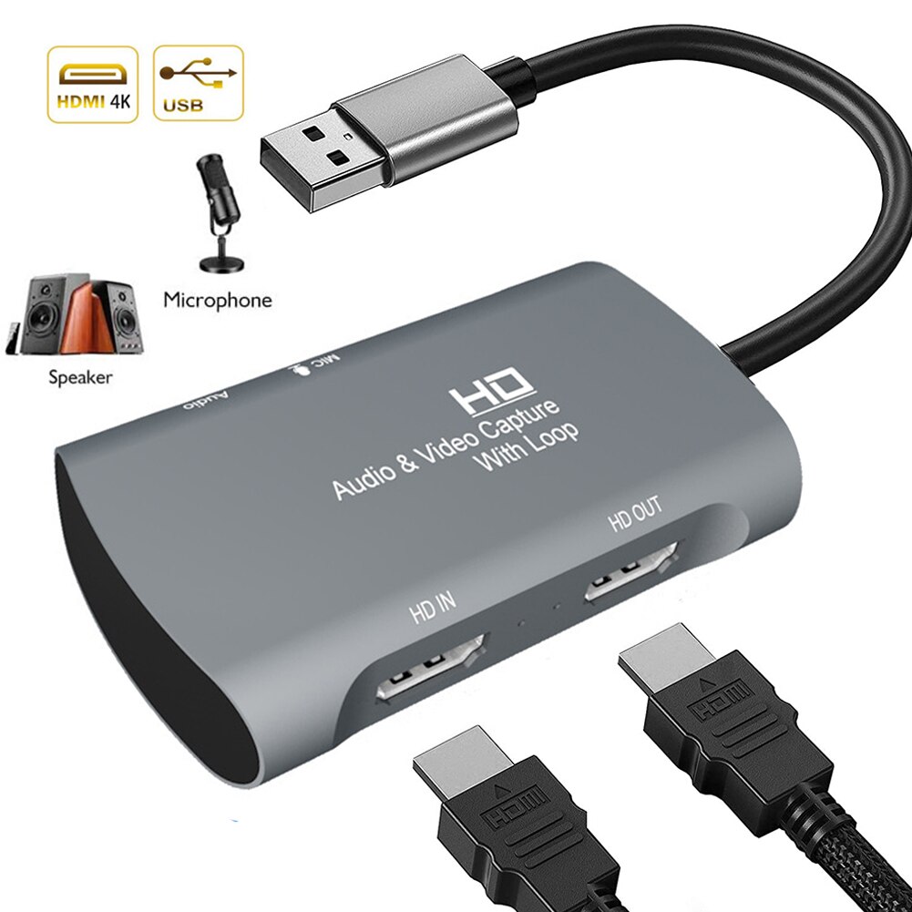 Hdmi-compatible Video Capture Card 4K 1080P 60FPS Game Capture Card with USB 3.0 Game Recorder Dual USB Capture Card