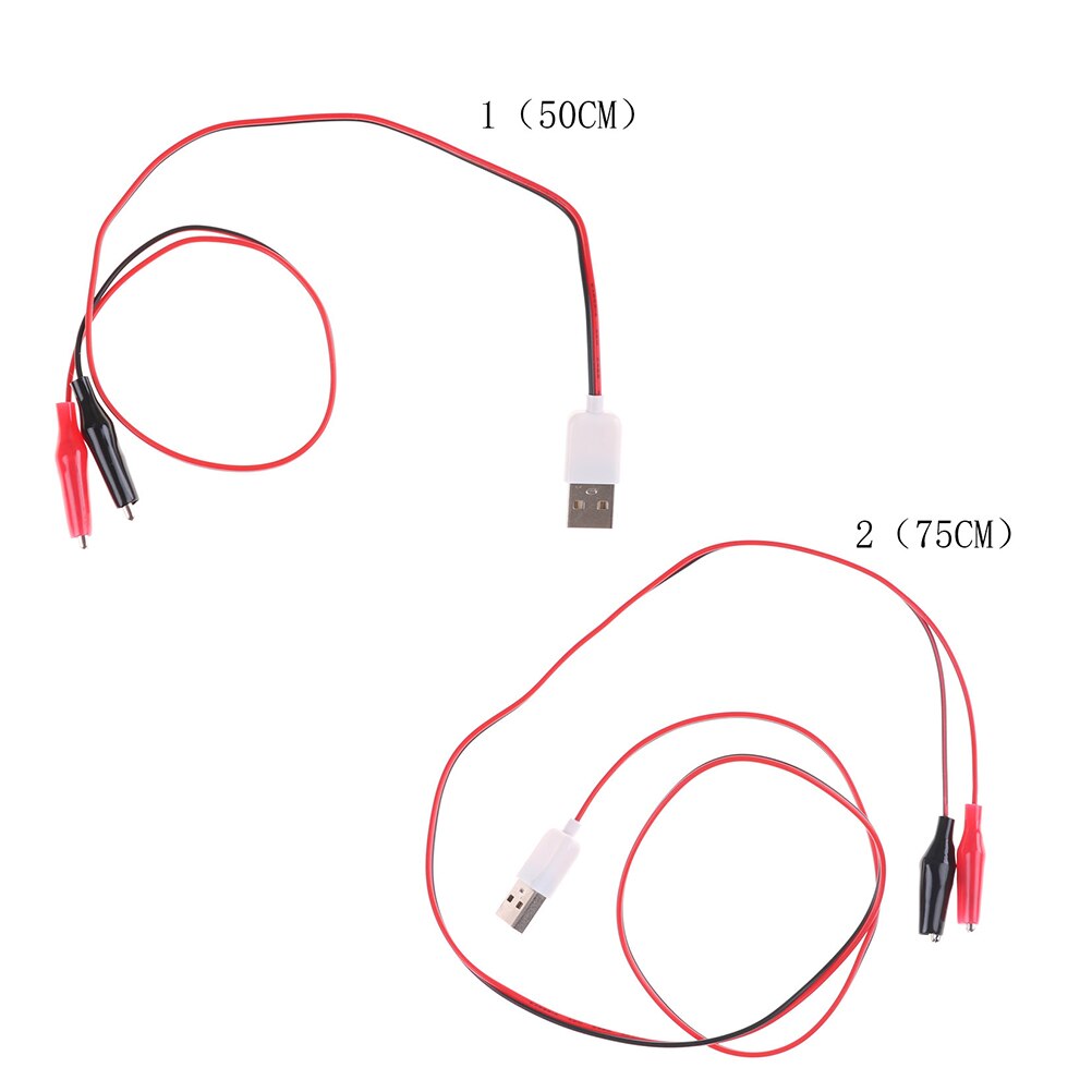 Pinzas de cocodrilo con alambre 50cm/75cm USB macho adaptador de conector de alimentación de prueba de Cable lleva cocodrilo pinza Cocodrilo, pinza de prueba para cobre
