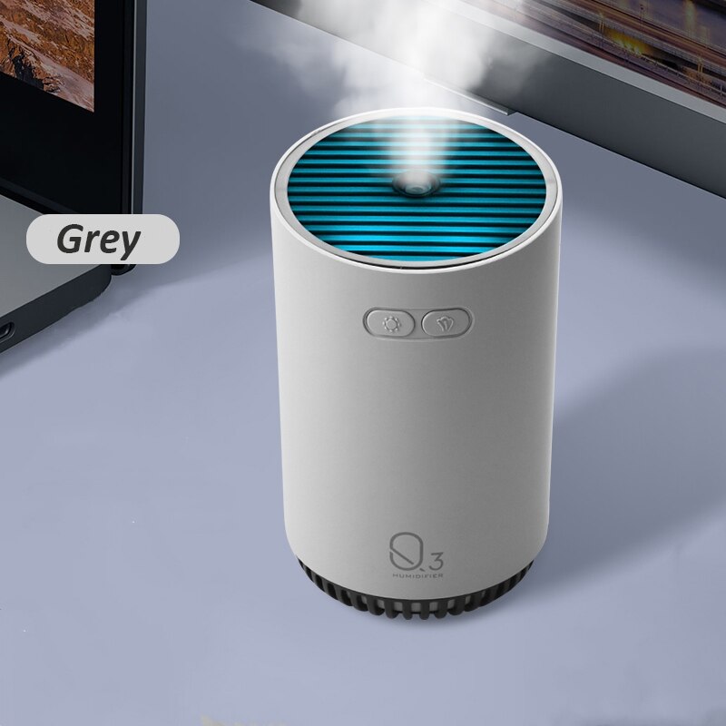 Zware Mist Draagbare Draadloze Air Diffuser 320 Ml 2000 Mah Usb Oplaadbare Ultrasone Aroma Difusor Luchtbevochtiger Lamp Humidificador: Grey
