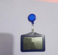 Business Badge Transparent Card Holder Bag PU Women Employee Transparent Card Cover Student PU Leather ID Name Card Holder Bags: Blue