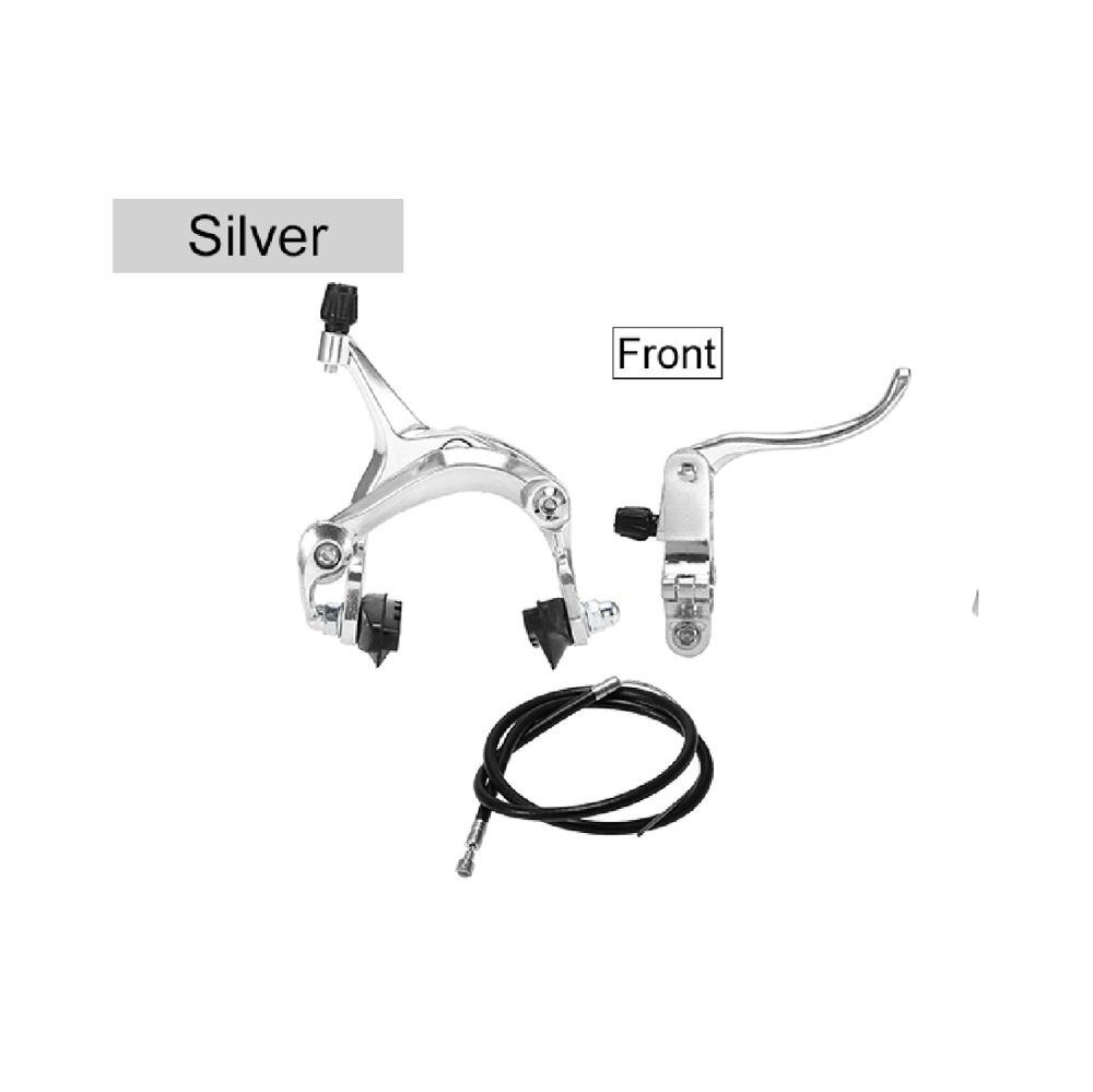 Bike Brake Kit Voor/Achter Fixie Racefiets Cruiser Rem Set Fiets Remklauw Kit Side Pull Rem Set: Silver-Front brake