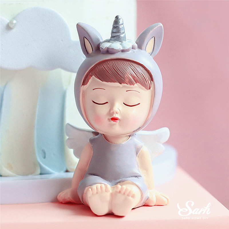 Sitting Unicorn Boy Girl Decoration Happy Birthday Children Cake Topper for Valentine Wedding Party Supplies Baking Lovely