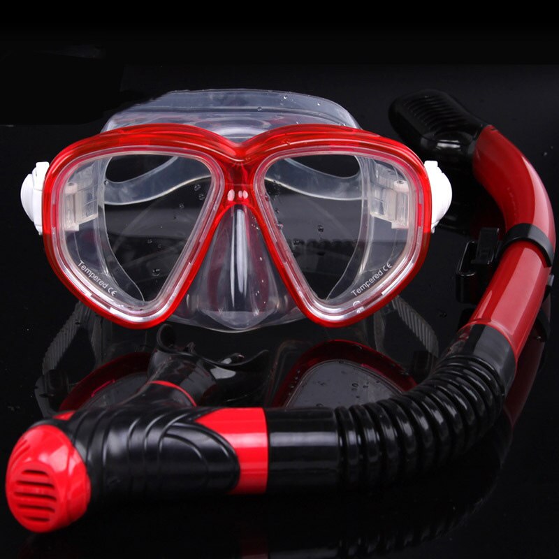 2pcs Diving Mask Dry Breathing Tube Set Snorkeling Diving Goggles Tube Kit MVI-ing: Red