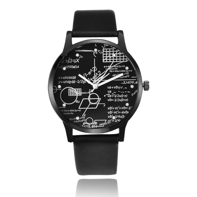 Miler Mens watch leather quartz Mathe matical formula prints wrist watch men causal relogio masculino erkek kol saati: AA