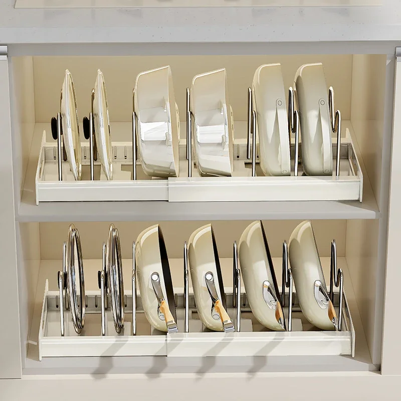 Cajón retráctil, mueble de cocina, platos, ollas y sartenes debajo de la cesta, estante para artículos para el hogar